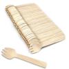 100-Pack Mini Disposable Wooden Sporks Eco-Friendly 2-in-1 Fork & Spoon Utensils, Natural Wood, Ideal for Desserts & Samplers view 1