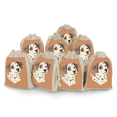 Cartoon Dog Avatar Drawstrings Bags Durable Portable Cotton Linen Cloth Pouch Reusable Small Storage Bags For Wrapping Gift Small Jewelry Stones Bracelet Headphones
