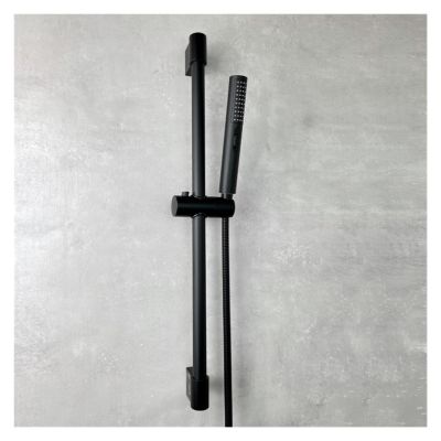 NLCKDSML Shower Bar Set with Sliding Bar Solid Brass Outlet Connector 2 Functions Hand Shower 1.5m Hose Adjustable ABS Holder Matt Black(Black Set)