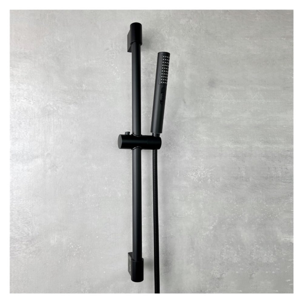 NLCKDSML Shower Bar Set with Sliding Bar Solid Brass Outlet Connector 2 Functions Hand Shower 1.5m Hose Adjustable ABS Holder Matt Black(Black Set)