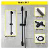 NLCKDSML Shower Bar Set with Sliding Bar Solid Brass Outlet Connector 2 Functions Hand Shower 1.5m Hose Adjustable ABS Holder Matt Black(Black Set) view 2