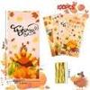 100 PCS Fall Treat Bags(5x11 Inch) with Ties Thankgiving Turkey Goodie Candy Gifts Bags Bulk Autumn Pouches for Thanksgiving Home Party Favors Supplies Decorations Friendsgiving Cellophane Bag view 2