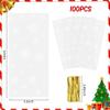 100 PCS Christmas Cellophane Treat Bags(5x11 Inch) with Ties Plastic Snowfake Goodie Candy Cookie Loot Gifts Bags Bulk Pouches for Winter Christmas Frozen Party Favors Supplies Decorations Holiday Birthday view 2