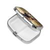 Animal German Shepherd Pill Box 2 Compartment Square Portable Pill Case for Pocket or Purse Pill Holder Weekly Pill Organizer Decorative Metal Medicine Vitamin Organizer Travel Gift view 3
