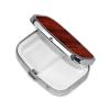 Red Wood Pill Box 2 Compartment Square Portable Pill Case for Pocket or Purse Pill Holder Weekly Pill Organizer Decorative Metal Medicine Vitamin Organizer Travel Gift view 3