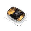 Black German Shepherd Dog Pill Box 2 Compartment Square Portable Pill Case for Pocket or Purse Pill Holder Weekly Pill Organizer Decorative Metal Medicine Vitamin Organizer Travel Gift view 4
