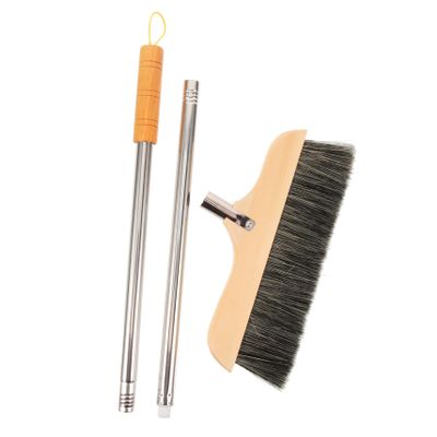 Holibanna Wooden Broom Long Handle Soft Bristle Brush Sweeping Indoor for Hardwood Floor