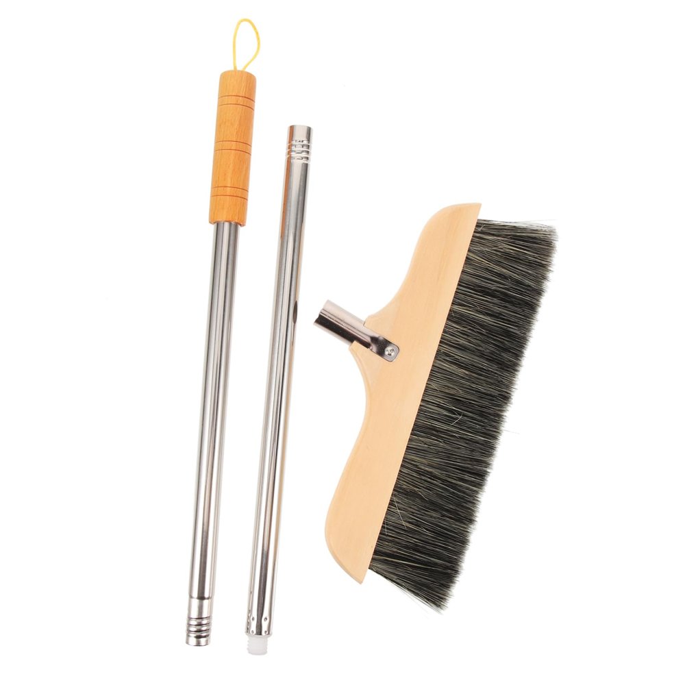 Holibanna Wooden Broom Long Handle Soft Bristle Brush Sweeping Indoor for Hardwood Floor