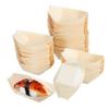 HOMOBABE 100pcs Disposable Sushi Wood Boats Premium Natural Snack Plates for Sushi Salads Desserts Serving Trays for Parties Restaurants Dinners Design view 1