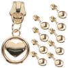Veemoon 10pcs Heart Shape Zipper Pulls Replacement Sliders for Jackets and Bags Gold Zipper Puller Helper view 1