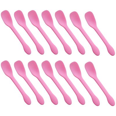 100 PCS Mini Plastic Spoons, Disposable Ice Cream Dessert Tasting Spoons, Suitable for Cake Jelly Pie Yogurt (Pink)