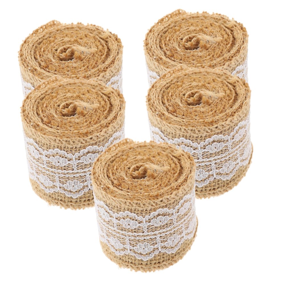 Artibetter 5rolls Decorative Lace and Jute Ribbons for Crafts Wrapping and Party Decorations Versatile and Easy to Use for Weddings and Special Occasions