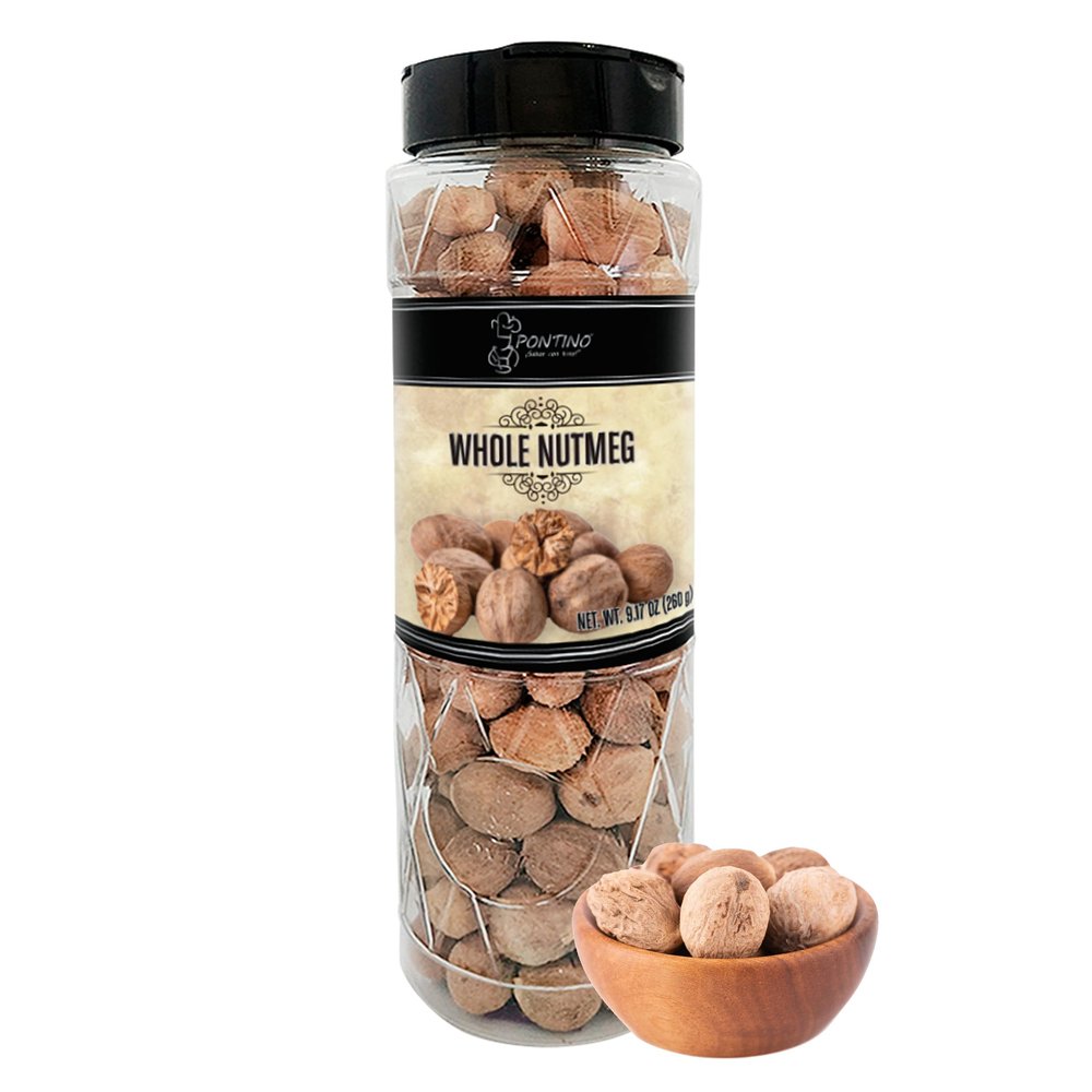 Pontino Whole Nutmeg - Nutmeg Spice for Smoothies, Latte, Muffins, Tea & Pie - Warm, Sweet & Aromatic - All Natural, Non-GMO & Packed to Keep It Fresh - 16.22oz (460g)