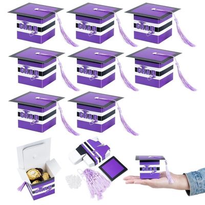 30 Pcs Mini Graduation Cap Boxes, 2.36 X 2.36 Graduation Themed Party Favors With Tassels