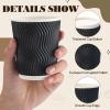Funnymoom 200 Pack 8 oz Disposable Coffee Cups Black Insulated Corrugated Paper Coffee Cups with Ripple Wall Design Suitable for Hot or Cold Drinks Cafe Restaurant Office Home Party Picnic BBQ view 2