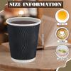 Funnymoom 200 Pack 8 oz Disposable Coffee Cups Black Insulated Corrugated Paper Coffee Cups with Ripple Wall Design Suitable for Hot or Cold Drinks Cafe Restaurant Office Home Party Picnic BBQ view 3