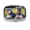 Adult Schnauzer Dogs Pill Box 2 Compartment Square Portable Pill Case for Pocket or Purse Pill Holder Weekly Pill Organizer Decorative Metal Medicine Vitamin Organizer Travel Gift view 2