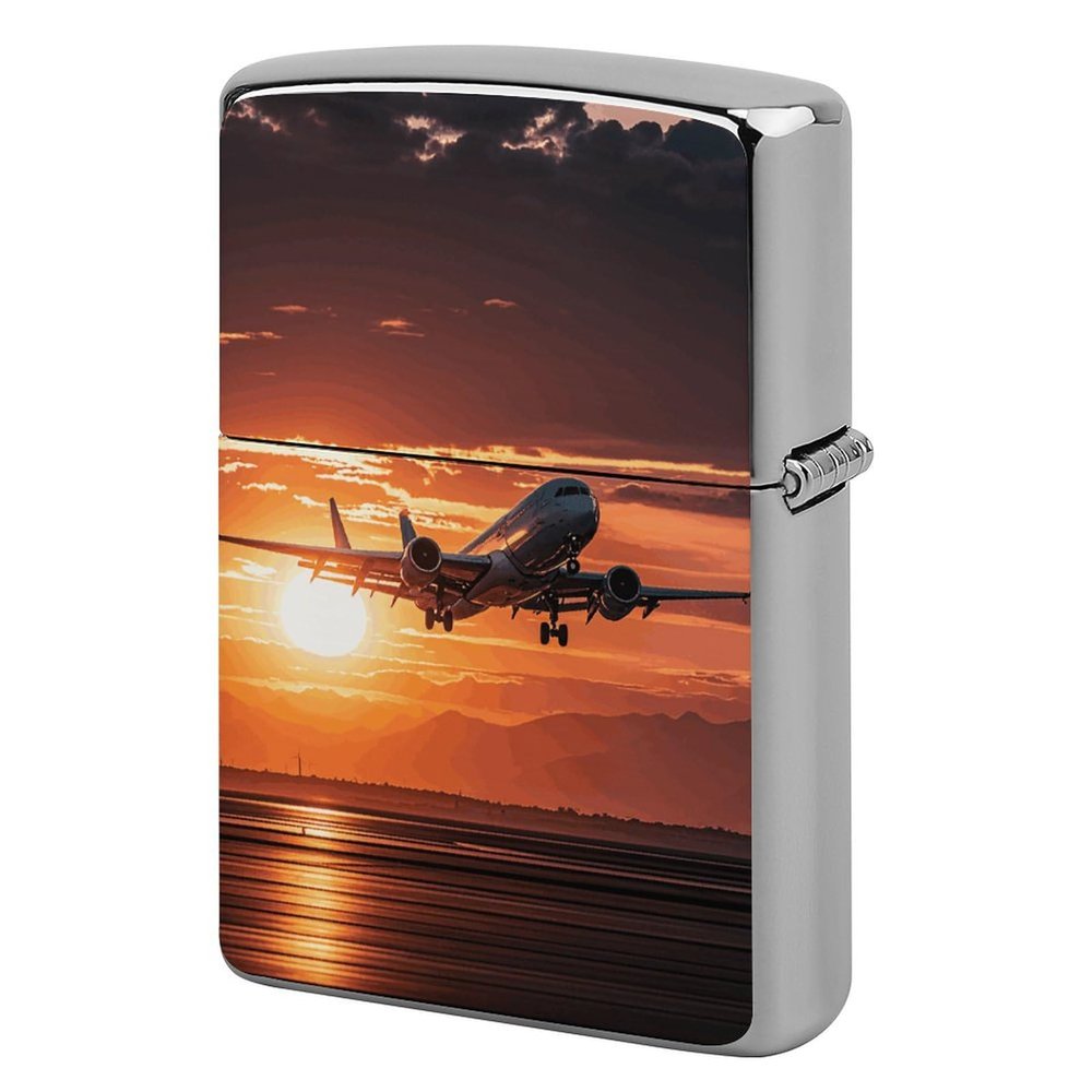 Airplane at Sunset Lighter Case Fashionable Pocket Lighter Holder, Durable Protective Cover for Lighters