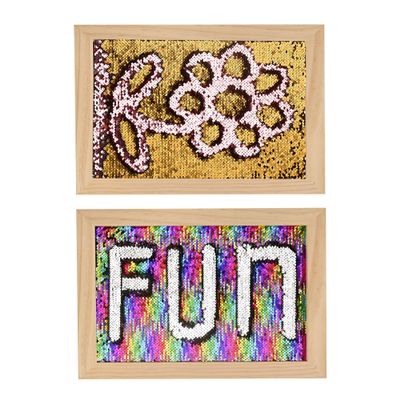 2-Pack Reversible Sequin Sensory Wall Panel for Kids 16" x 12" Interactive Tactile Sequin Fabric with Wood Frame, Ideal for Sensory Play, Calming & Therapeutic Use, Christmas Gift