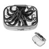 Classic Black Octopus Pill Box 2 Compartment Square Portable Pill Case for Pocket or Purse Pill Holder Weekly Pill Organizer Decorative Metal Medicine Vitamin Organizer Travel Gift view 1