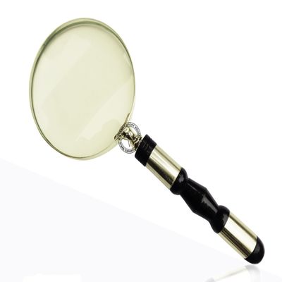 Nickel Solid Aluminum Glass & Bone Handheld Magnifier Magnifying Glass Lens for Reading Soldering jewelries maps Dcor Great for Gifting Lens Glass 4 Inch (ivudk)
