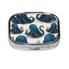 Tentacles Octopus Pill Box 2 Compartment Square Portable Pill Case for Pocket or Purse Pill Holder Weekly Pill Organizer Decorative Metal Medicine Vitamin Organizer Travel Gift view 2