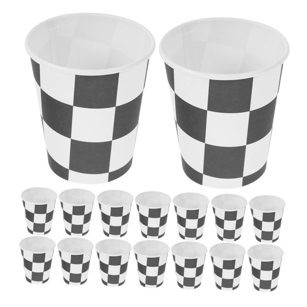Healifty Checkered Disposable Paper Cups 40 Pack 250ml for Racing Parties