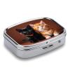 Travel Pill Case Small Pill Box Portable Pills Organizer with 2 Compartments Cute Kitten Black and Orange Cat Pocket Pills Container Fish Oil Box Cute Medicine Organizer Vitamin Organizers view 3