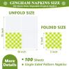 100 Pcs Green Gingham Paper Napkins 5 "X 5" Green Plaid Napkins Disposable Cute Checkered Dinner Napkins Party Supplies for Summer Picnic Cocktail Party Tablescape Birthday Decoration view 2