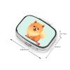 Cartoon Pomeranian Dog Pill Box 2 Compartment Square Portable Pill Case for Pocket or Purse Pill Holder Weekly Pill Organizer Decorative Metal Medicine Vitamin Organizer Travel Gift view 4