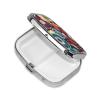 YIGOAOIU Metal Silver 2 Compartment Pill Box Pocket Portable Mini Travel Pill Case Square Decorative Medicine Box Vitamin Pill Organizer with Seven Ladybugs and Flowers view 2