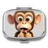 Small Pill Box Travel Pill Case with 2 Compartments Portable Pills Container The Silent Monkey Pills Organizer Vitamin Organizer Fish Oil Box Pocket Medicine Organizers view 1