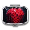 Small Pill Box Travel Pill Case with 2 Compartments Portable Pills Container Bright Red Strawberries Pills Organizer Vitamin Organizer Fish Oil Box Pocket Medicine Organizers view 1