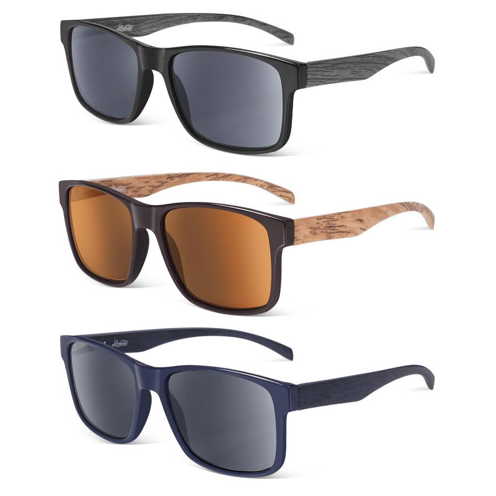 LADEESSE 3 Pack Reading Sunglasses For Men/Women - Fashion UV400 Sunglasses With Readers Built In Sun Outdoor Protection 1.5No Bifocal
