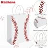 12 Pack Baseball Party Favor Bags with Handles - Baseball Goodie Bags for Kids Team Snacks, Boys Birthday Party Decorations, Sports Themed Paper Gift Sacks for End of Season Treats & Coach Gifts (White) view 3