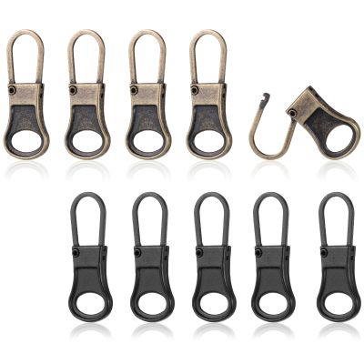 10 Pcs Zipper Pull Replacement Handle Small Zippers Detachable Clothing Zipper Hole Head Handle Fixer Tab Repair for Jacket Pants Coat Shoes Suitcase (2 Color)