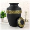 CLEENTABLE Handcrafted Metal Cremation Urn for Human Ashes - Adult Memorial Funeral Urn, Decorative Urn with Engraved Band, Secure Threaded Lid, Felt Base - Holds Up to 220 lbs 11" (Black & Gold) view 2