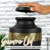 CLEENTABLE Handcrafted Metal Cremation Urn for Human Ashes - Adult Memorial Funeral Urn, Decorative Urn with Engraved Band, Secure Threaded Lid, Felt Base - Holds Up to 220 lbs 11" (Black & Gold) view 3