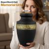 CLEENTABLE Handcrafted Metal Cremation Urn for Human Ashes - Adult Memorial Funeral Urn, Decorative Urn with Engraved Band, Secure Threaded Lid, Felt Base - Holds Up to 220 lbs 11" (Black & Gold) view 4