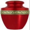 CLEENTABLE Adult Cremation Urns Metal Cremation Urns for Human Ashes Aluminum Funeral Urn with Glossy Red Finish & Gold Floral Engraving, Secure Threaded Lid, Memorial Urn view 1