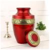 CLEENTABLE Adult Cremation Urns Metal Cremation Urns for Human Ashes Aluminum Funeral Urn with Glossy Red Finish & Gold Floral Engraving, Secure Threaded Lid, Memorial Urn view 2