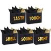 STOBOCTER 5 Senses Gift Bags for Him Her Five Senses Gift Bags with Ribbon Handles and Tissue Paper Present Wrappings for Valentine Wedding Christmas Anniversary Birthday(Black, 12.6''x8.8''x4'') view 1