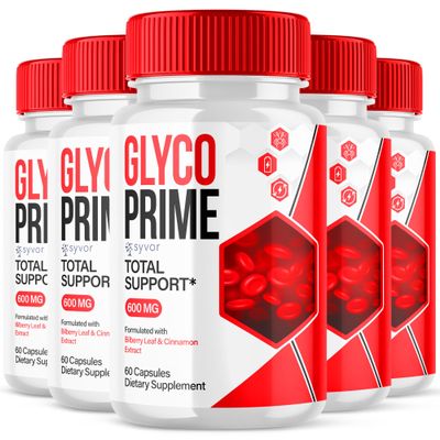 (5 Pack) GlycoPrime Capsules, Official Glyco Prime Glycogen Support Pills with All Natural Ingredients, Advanced Formula Health Supplement with Max Strength Vitamins for Women and Men (300 Capsules)