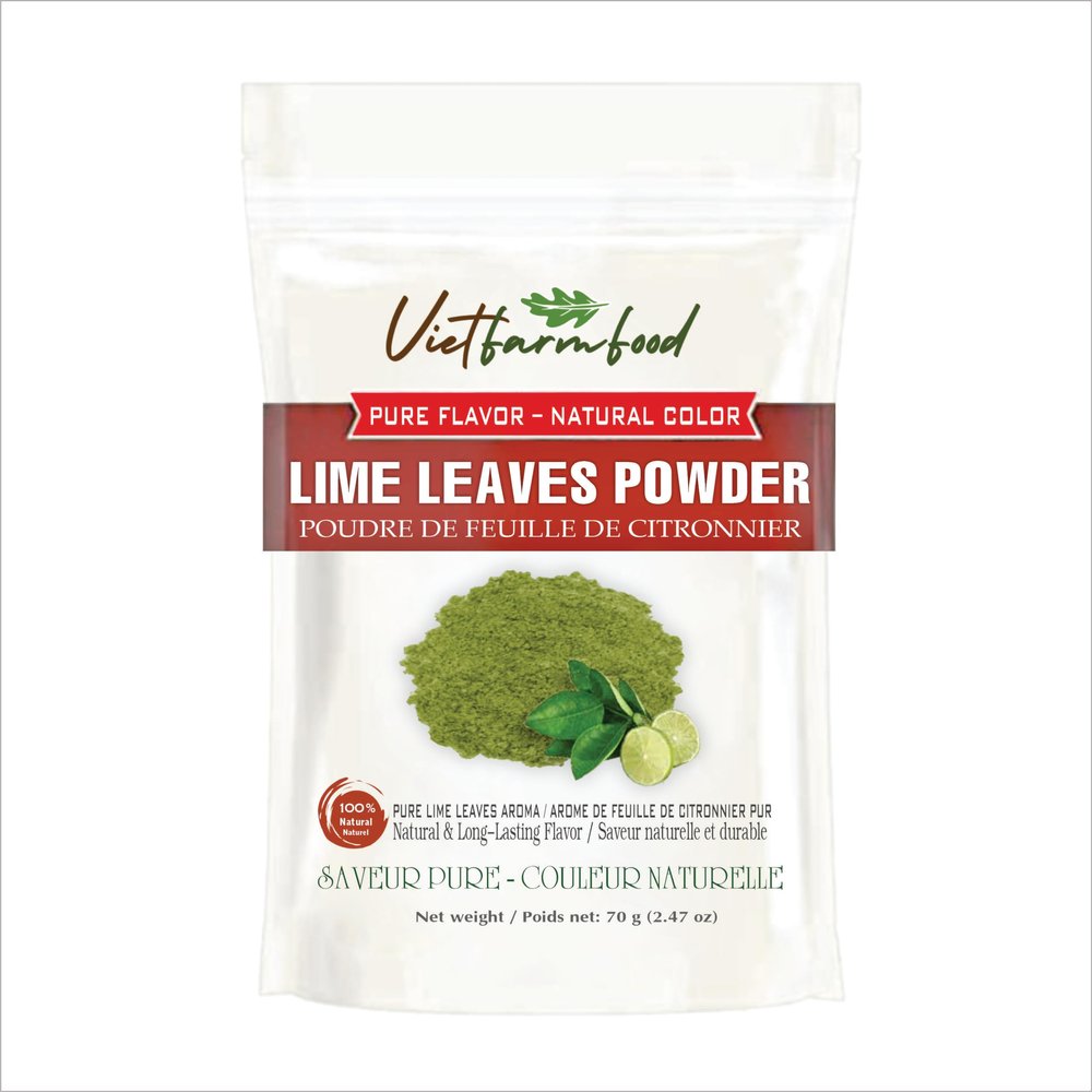 LIME LEAVES POWDER 2.47 Oz (70g) VIETFARMFOOD: Pure, natural freeze-dried spice made from real vegetables and fruits - perfect for enhancing every meal, from cooking, baking, salads, soups, sauces