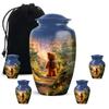 JAGASY Teddy Bear Large and Keepsake Urn for Parents Small Cremation Holder for Siblings Tiny Ashes Container for Brother Memorial Combo Male Female- 1 Large, 4 Small view 1
