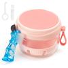 Denture Case, Leak Proof Denture Bath Cup for Travel, Pink Denture Container Cups for Soaking Full & Partial Dentures, Retainers, Mouth Guard with Denture Cleaner Brush, Aligner Removal Tool view 1