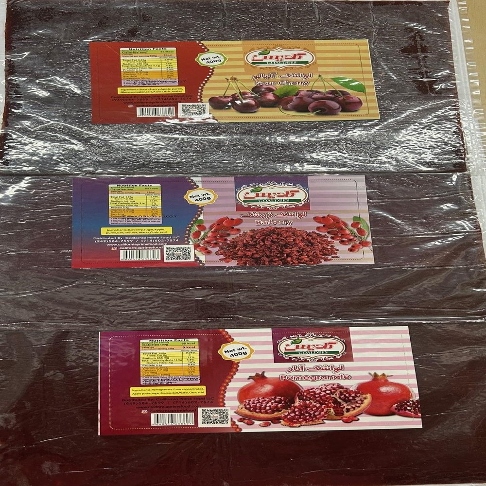 Lavashak/Sour Cherry, Pomegranate and Barberry Fruit Leather Large With Pulp 400 grams (Lavashak) Pack of 3