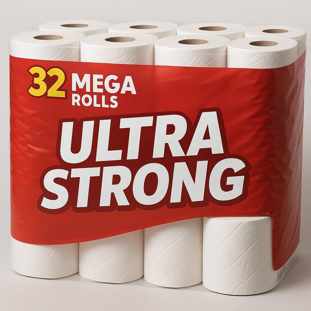 Ultra Strong Toilet Paper, 32 Mega Rolls, White
