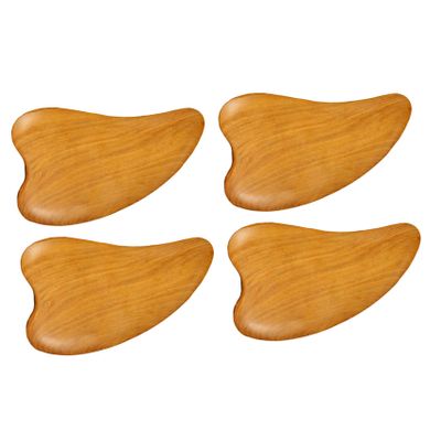 BEBEMOKO 4pcs Wooden Gua Facial Scraping Plate for Body Therapy Muscle Relief and Skin Care Compact Easy Use Wooden Massage Tools for Neck Face and Back