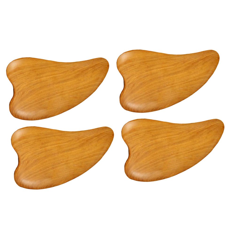BEBEMOKO 4pcs Wooden Gua Facial Scraping Plate for Body Therapy Muscle Relief and Skin Care Compact Easy Use Wooden Massage Tools for Neck Face and Back